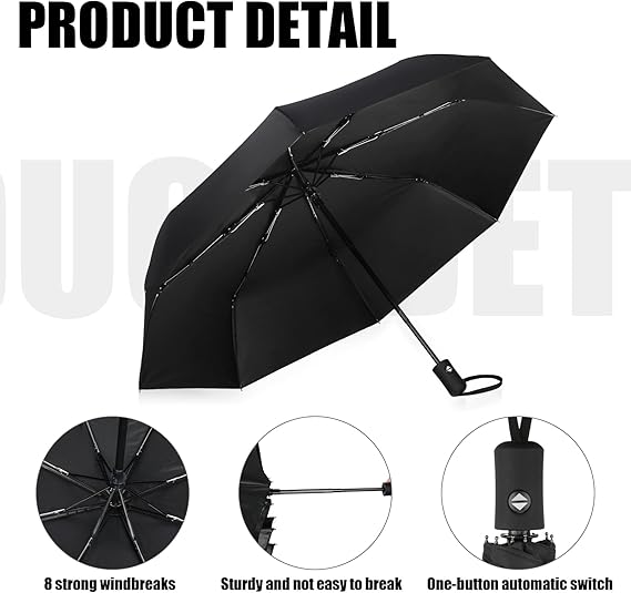 Jexine 6 Pcs Travel Compact Umbrella Automatic Open Close Windproof Small Light Backpack Purse Car Portable Collapsible Umbrella for Rain, Men Women