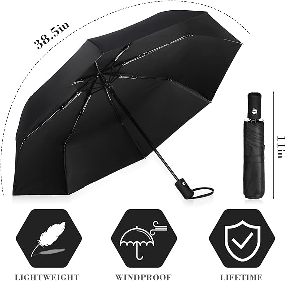 Jexine 6 Pcs Travel Compact Umbrella Automatic Open Close Windproof Small Light Backpack Purse Car Portable Collapsible Umbrella for Rain, Men Women