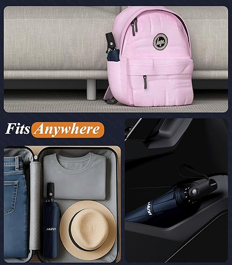3T Aerodynamics 42’’ Windproof Travel Umbrella Compact Automatic Open Close Umbrellas for Rain Military Grade Fiberglass Frame Durable Folding Umbrella